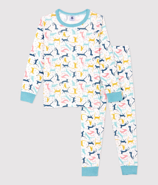 Unisex Cat Print Cotton/Lyocell Pyjamas MARSHMALLOW white/MULTICO white